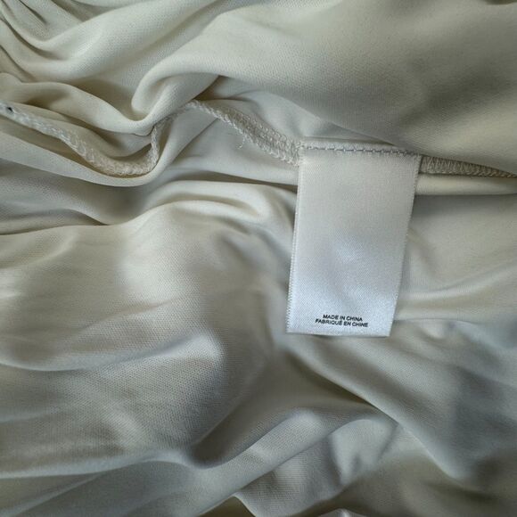 Express Top Sz M NWT Ivory Polka Dots Halter  Smocked Sleeveless Peplum Lined - Picture 8 of 8